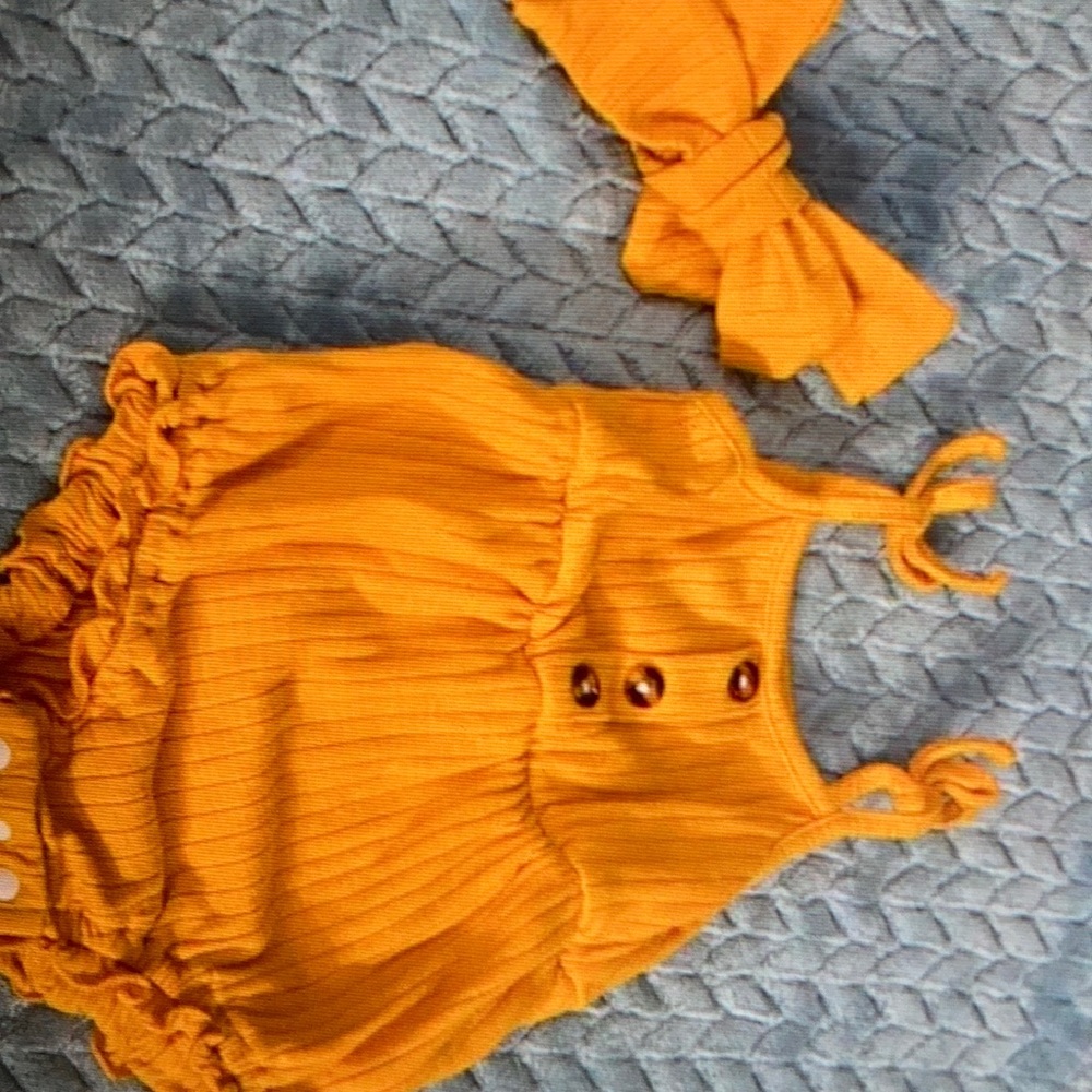 Yellow romper with headband tie